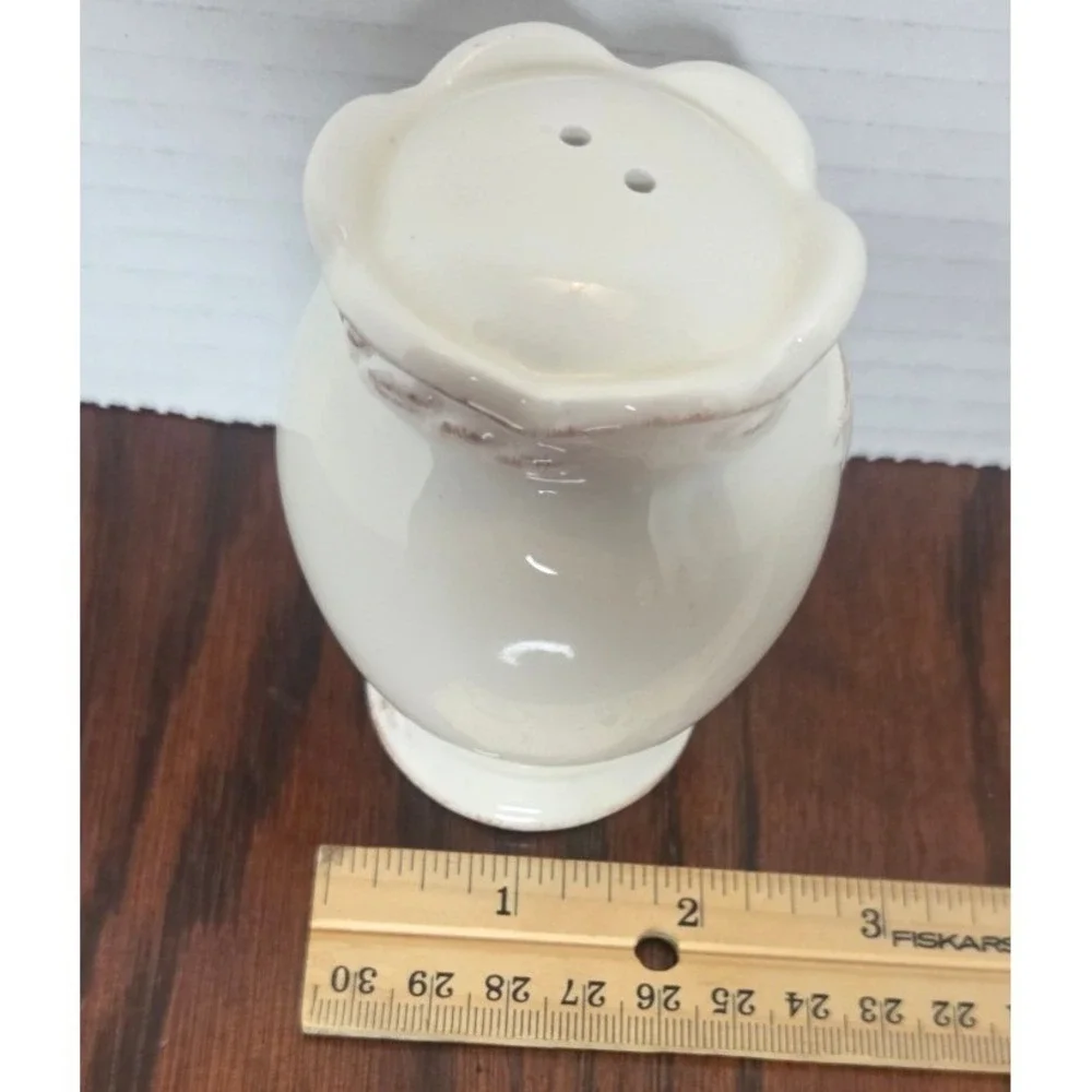 Farmhouse Ceramic Salt and Pepper Shakers and Napkin Holder Set Cream 3 Piece